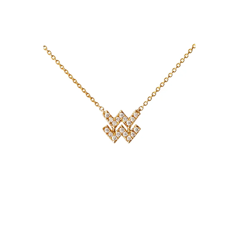 Petit Sign Aquarius 18K Gold Necklace w. Diamonds