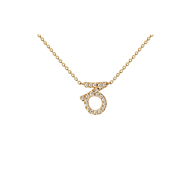 Petit Sign Capricorn 18K Gold Necklace w. Diamonds