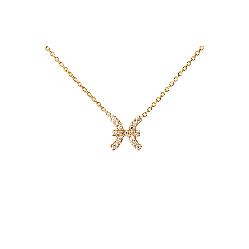 Petit Sign Pisces 18K Gold Necklace w. Diamonds