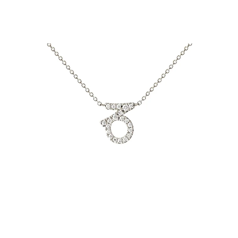 Petit Sign Capricorn 18K Whitegold Necklace w. Diamonds