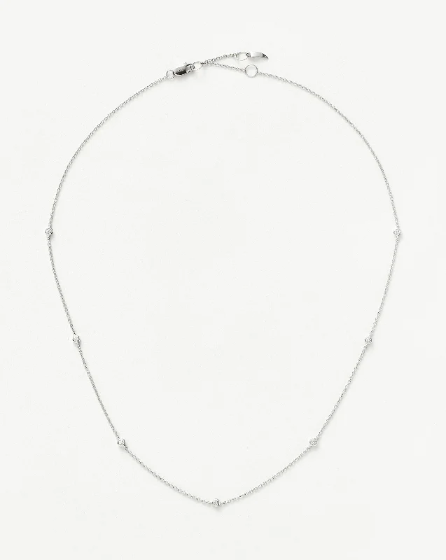 delicate chain necklace gold Fine Floating Diamond Necklace | 14ct White Gold