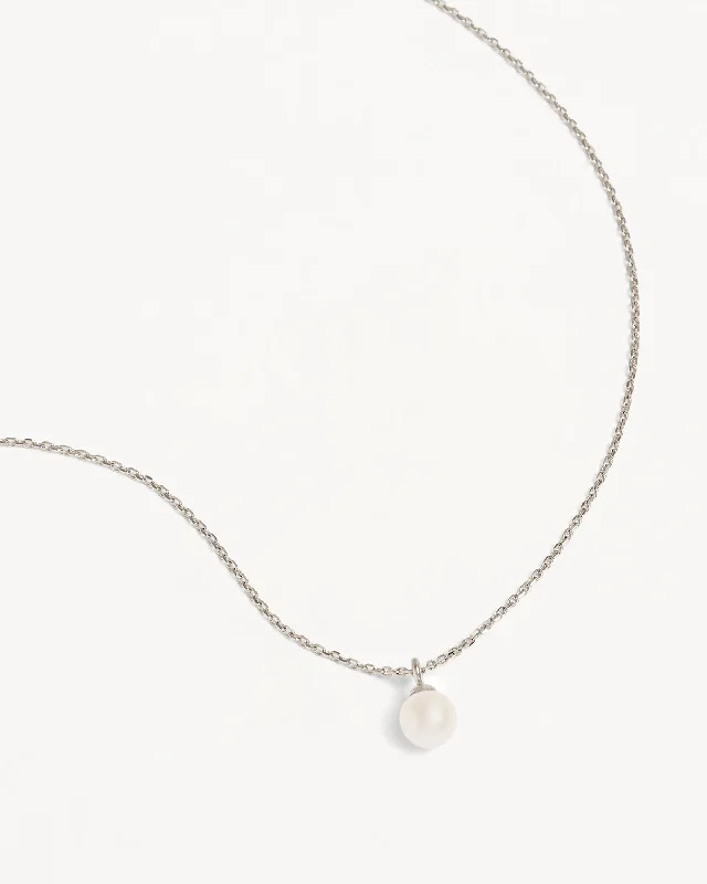 chunky boho turquoise ring Sterling Silver Floating On Air Pearl Necklace