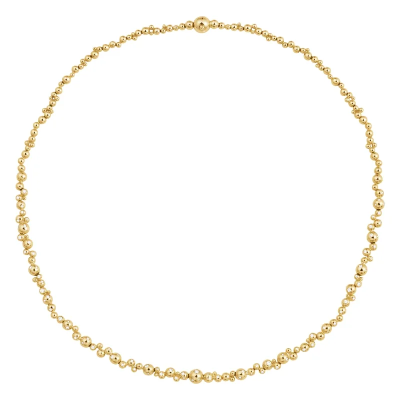 Moonlight Grapes Slim 18K Gold Necklace w. Diamonds