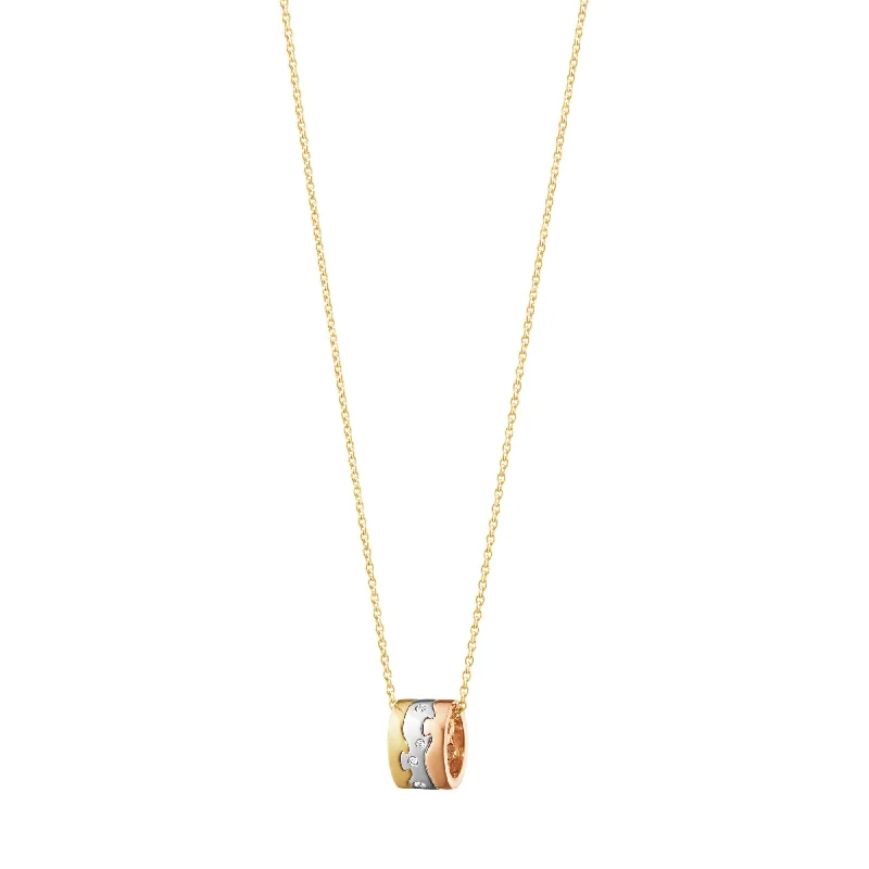 Fusion 18K Gold, White Gold & Rose Gold Necklace w. Diamonds 0.05 ct