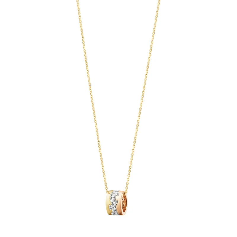 Fusion 18K Gold, White Gold & Rose Gold Necklace w. Diamonds 0.19 ct