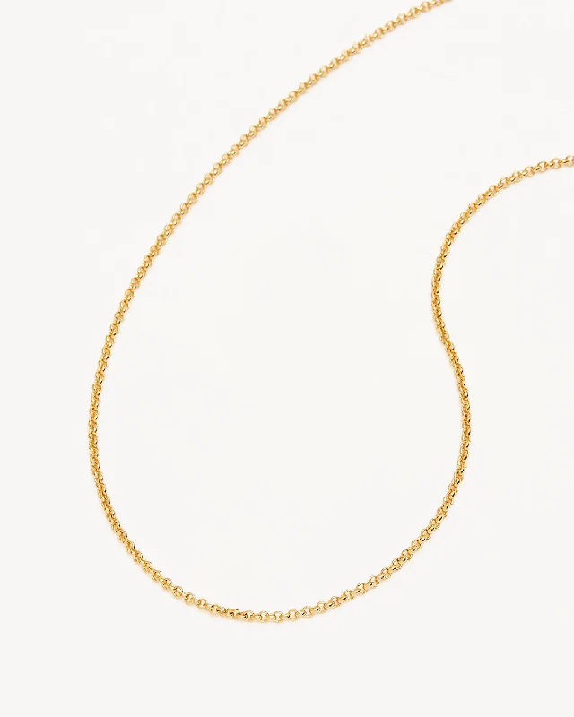 vintage diamond drop necklace 18k Gold Vermeil 19" 2mm Belcher Chain Necklace