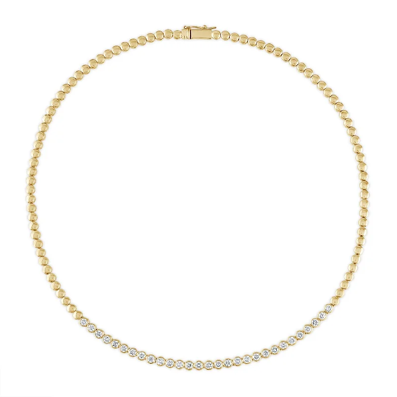 dainty gold anchor bracelet Gold Bead and Bezel Tennis Necklace