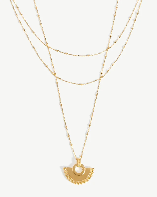 handmade coin pendant necklace Zenyu Fan Chain Necklace Set | 18ct Gold Vermeil