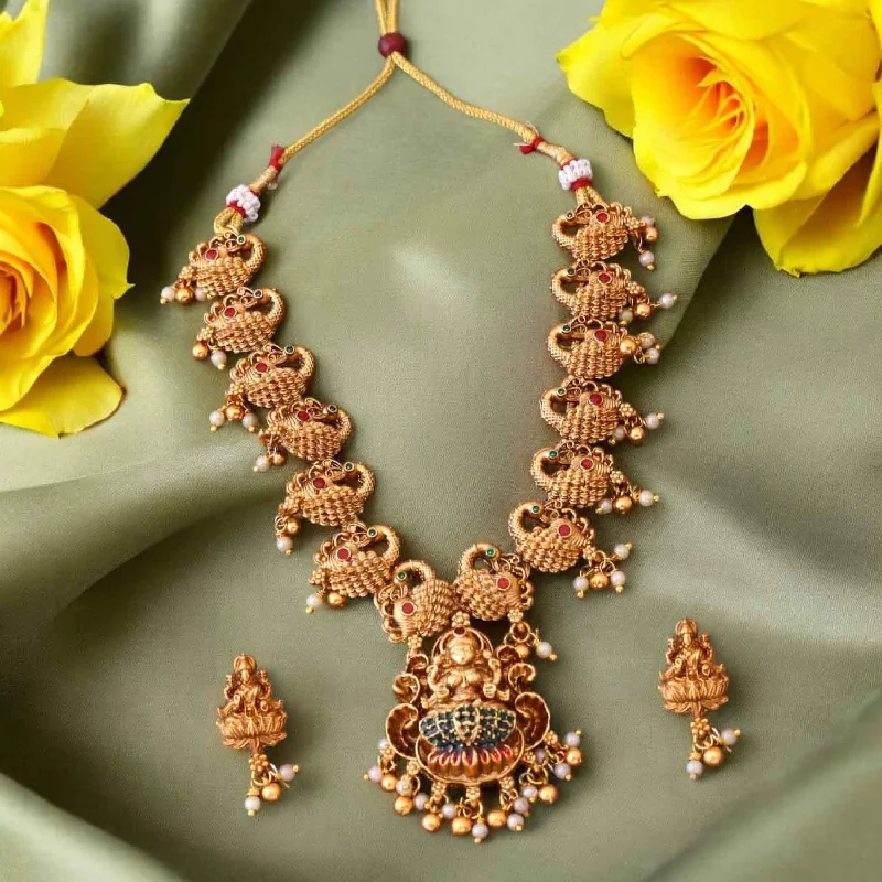 antique silver charm bracelet Golden Dhoomavati Temple Jewellery Set - New Arrival
