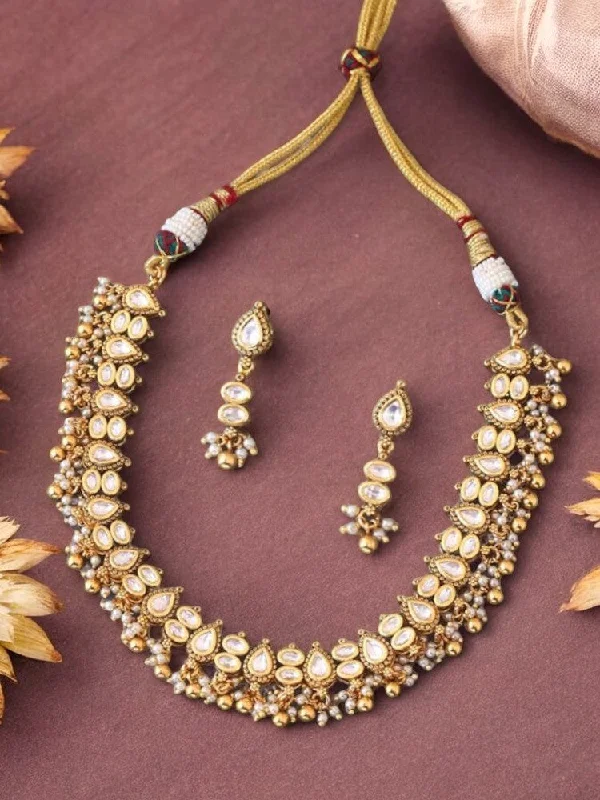 freshwater pearl drop earrings Golden Kannika Antique Jewellery Set