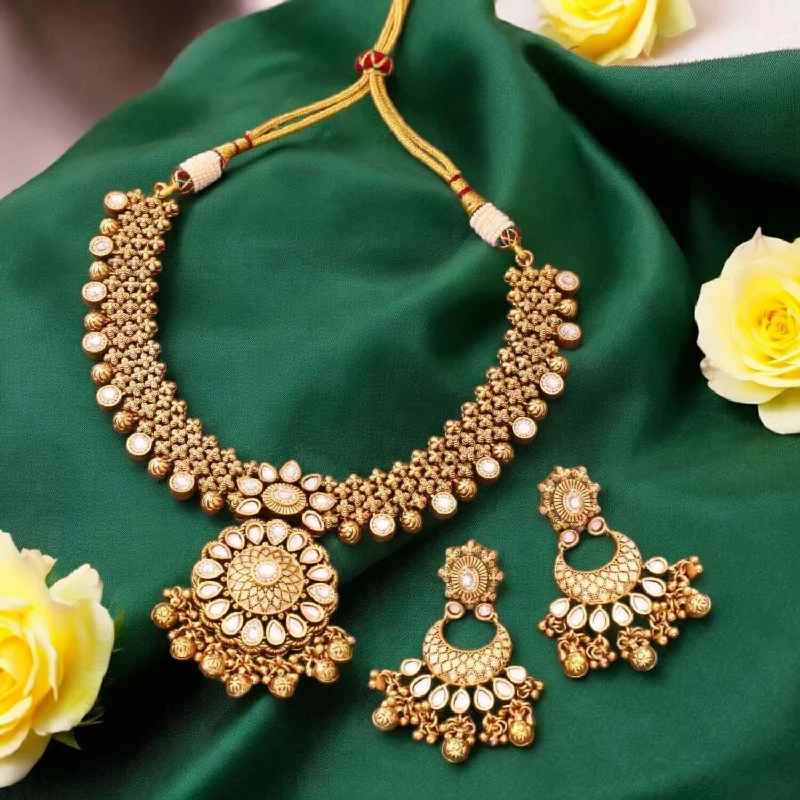 minimalist black diamond studs Golden Madhu Antique Rajwadi Set