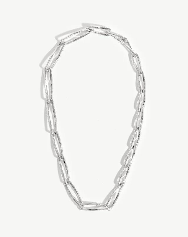 celestial galaxy planet necklace Graduated Chunky Twisted Link Necklace | Silver Plated