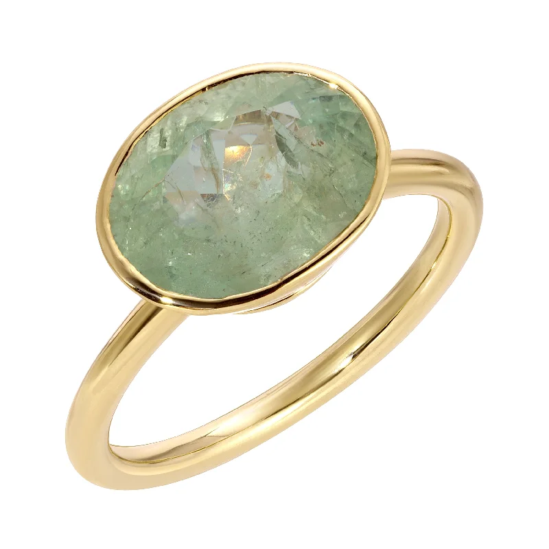 vintage rose-cut diamond ring GREEN BERYL OVAL RING