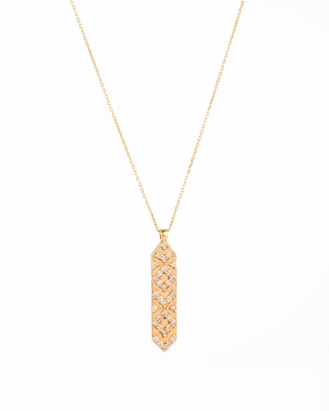 Rectangular & Arrows 18K Gold, Whitegold or Rosegold Necklace w. Diamonds