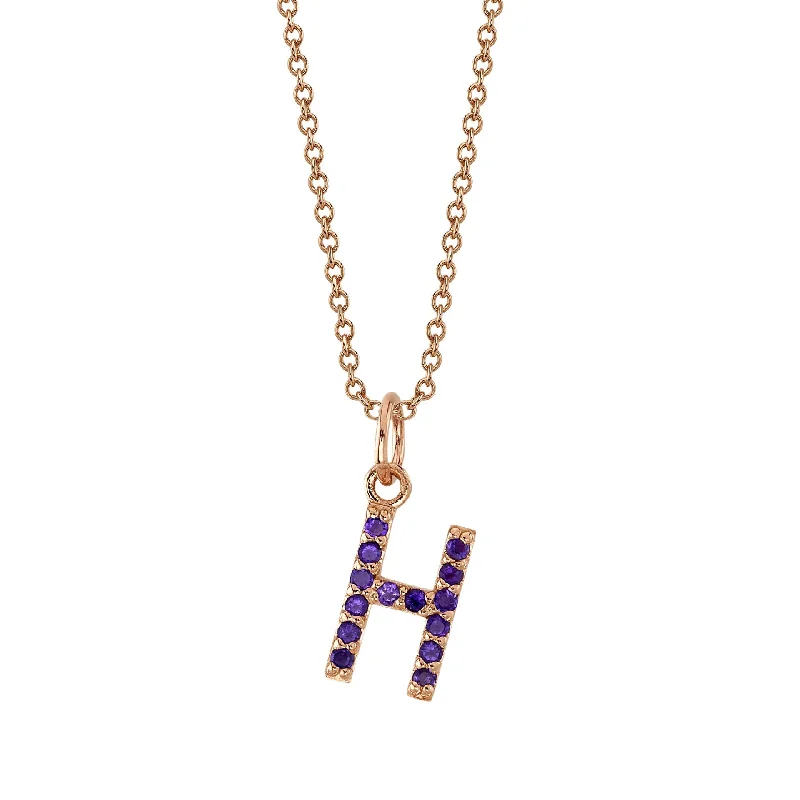 petite diamond promise ring H Initial Birthstone Charm Necklace