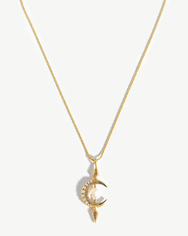 boho shell beaded anklet Harris Reed Crescent Moon Pearl Necklace | 18ct Gold Vermeil/Pearl