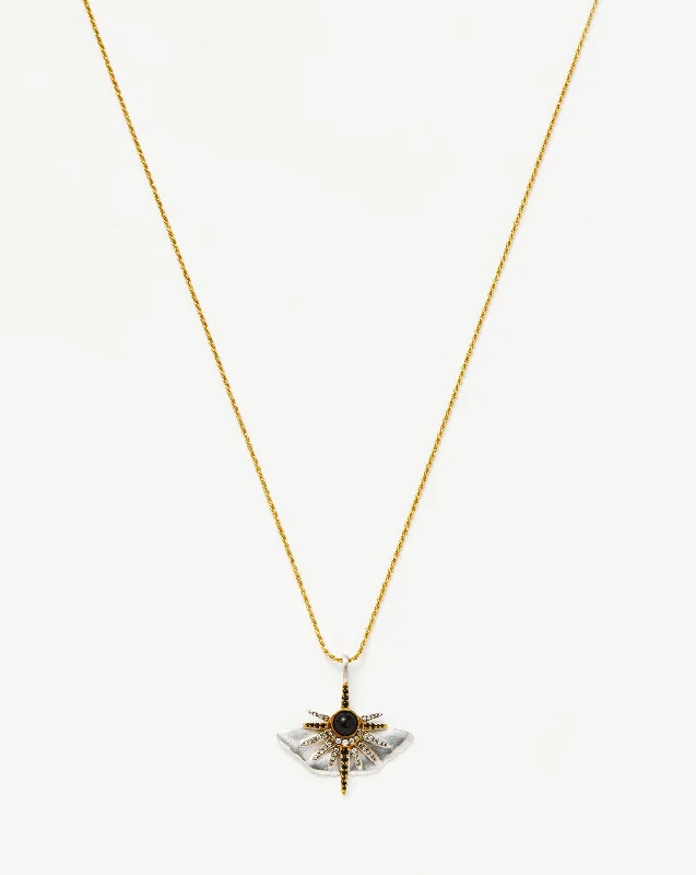 handcrafted gemstone toe ring Harris Reed Emerging Butterfly Necklace | Silver Plated/Black Onyx