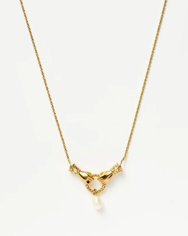 vintage emerald cocktail ring Harris Reed In Good Hands Drop Pendant Necklace | 18ct Gold Plated/Pearl & Black Onyx