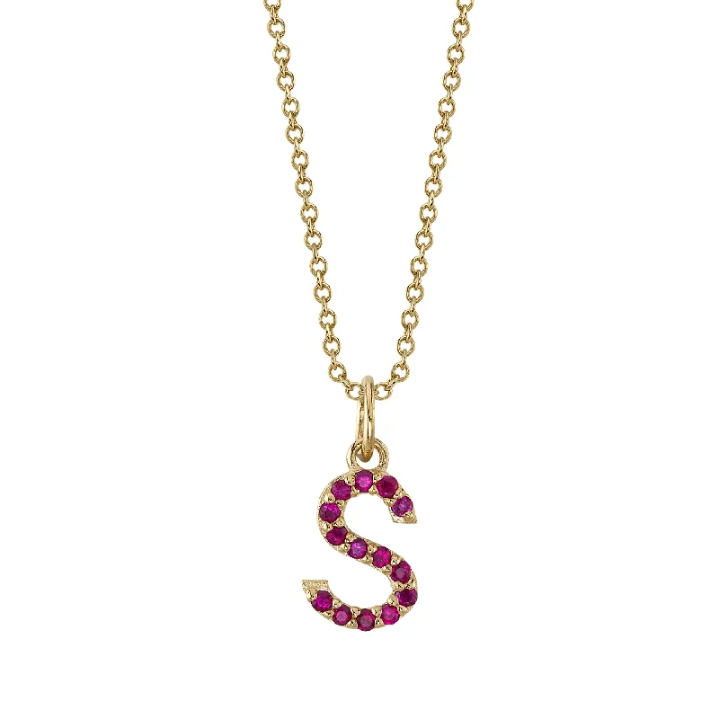 sterling silver braided ring S Initial Birthstone Charm Necklace