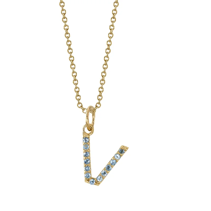 vintage-inspired gold locket V Initial Birthstone Charm Necklace