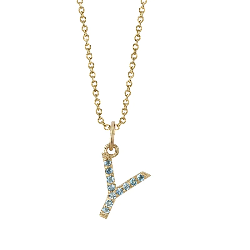 wedding anniversary diamond ring Y Initial Birthstone Charm Necklace