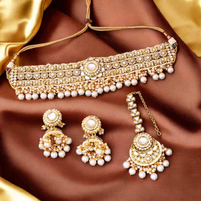 minimalist gold bracelet thin Ivory Kaira Kundan Jewellery Set