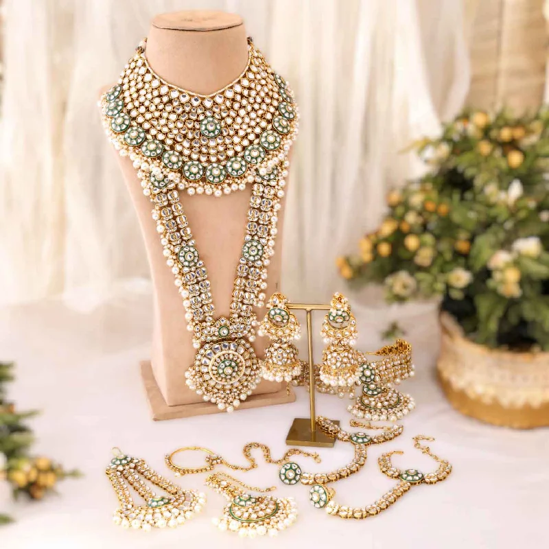 personalized gold bar necklace Ivory Mriyani Bridal Jewellery Set
