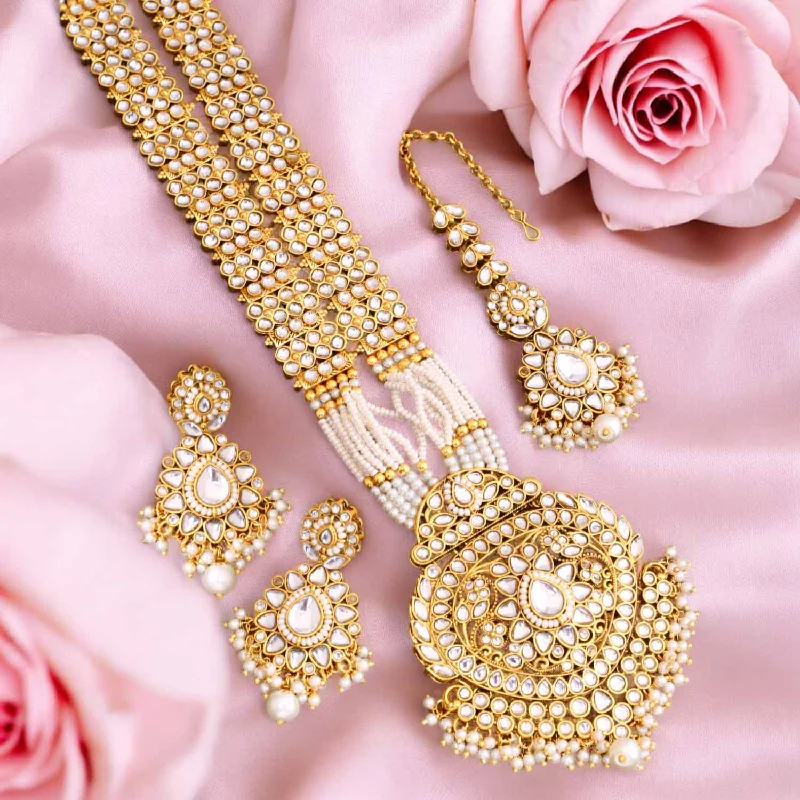 simple crystal pendant necklace Ivory Ujala Kundan Jewellery Set