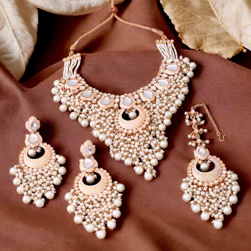 classic gold cuff bracelet Ivory Yashuma Kundan Jewellery Set
