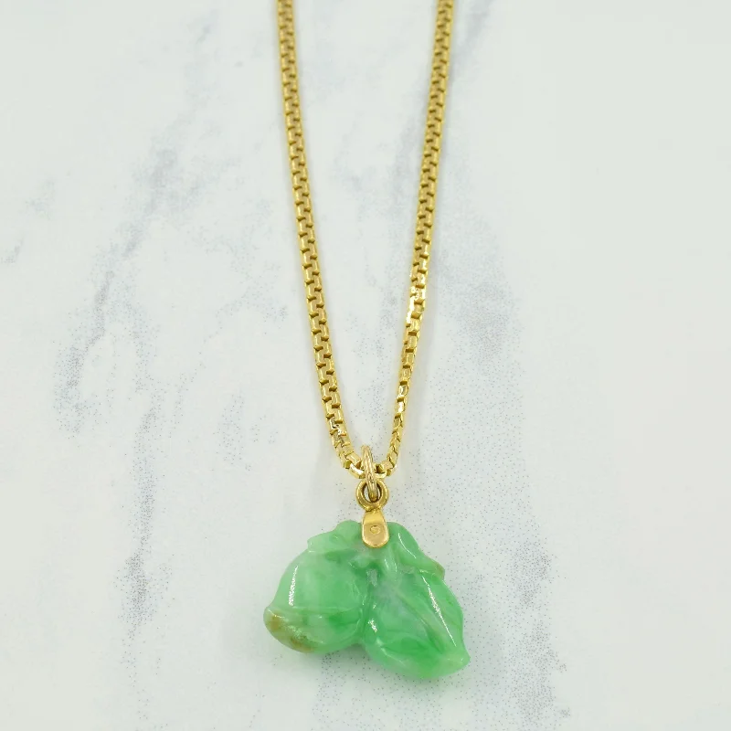 sterling silver angel wing pendant Jadeite Necklace | 10.00ct | 16" |