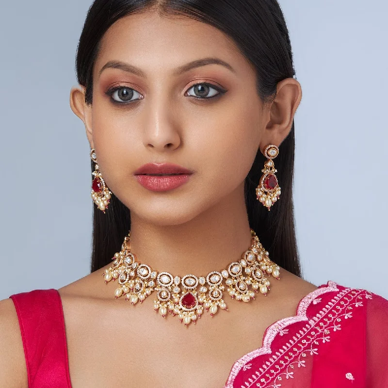 gold opal ring Kundan Necklace 154315