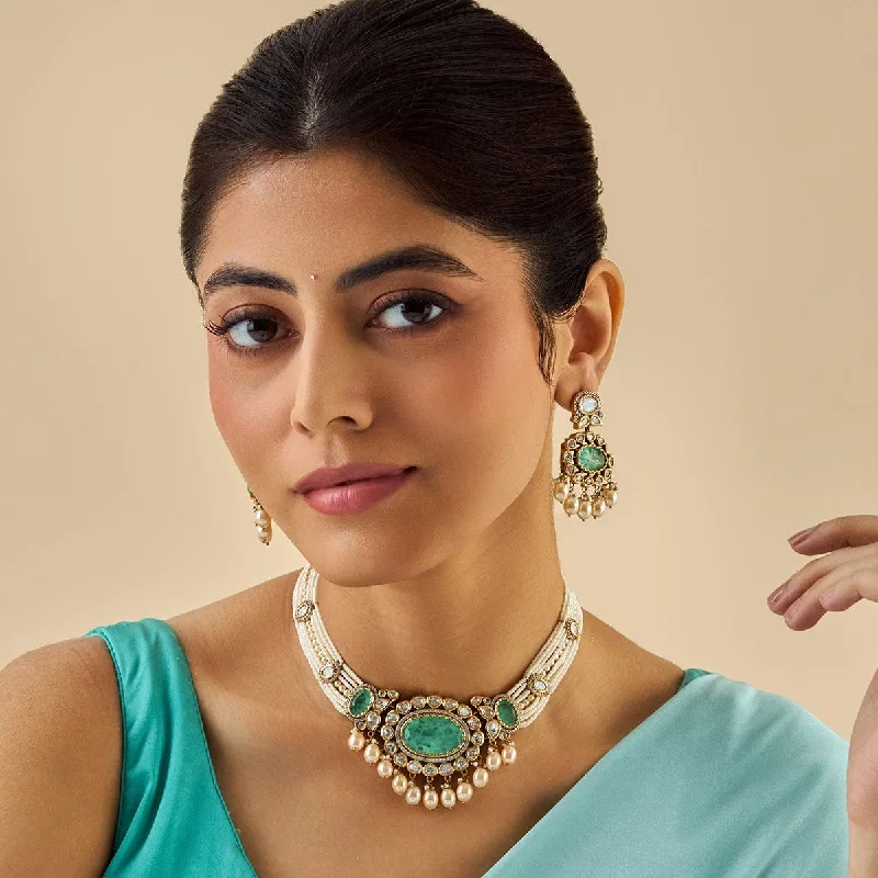 celestial moonstone ring gold Kundan Necklace 174046
