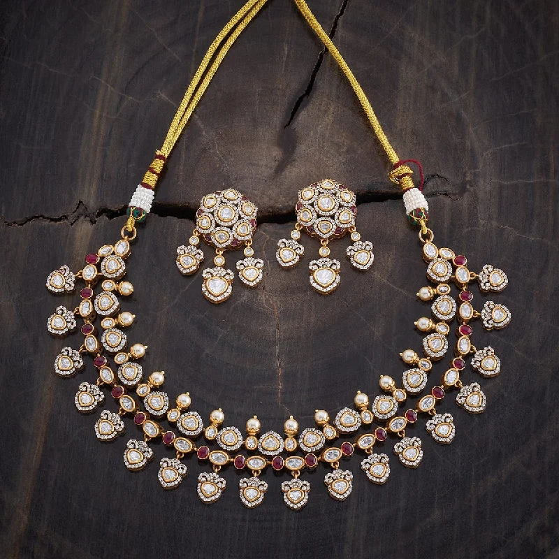 minimalist gemstone stud earrings Kundan Necklace 176788