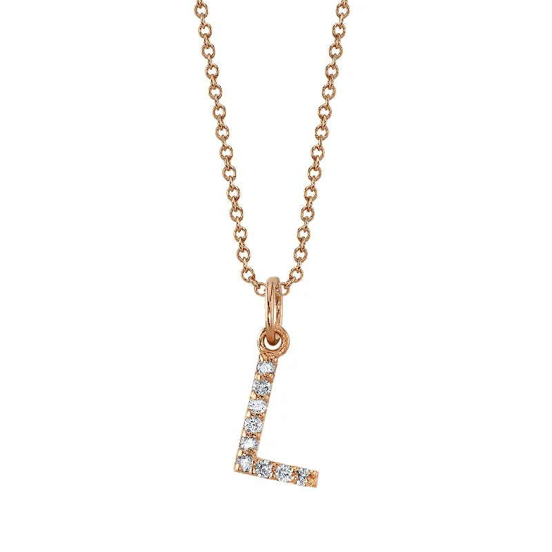 rose gold bezel ring L Initial Birthstone Charm Necklace