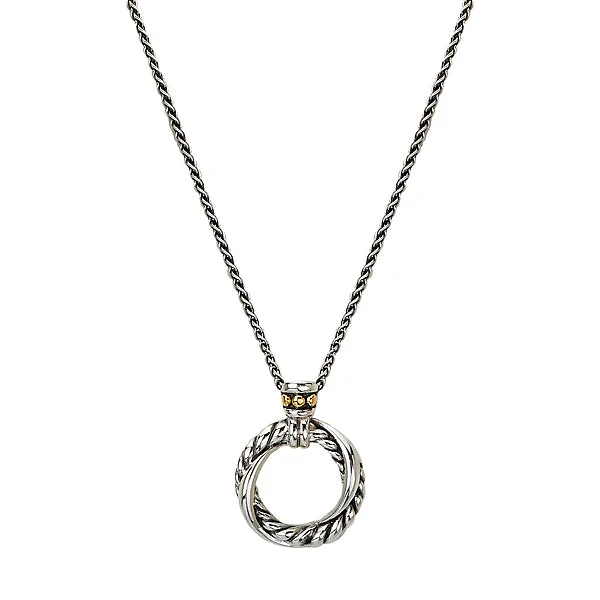 hammered sterling silver band Ladies Fashion Two-Tone Pendant