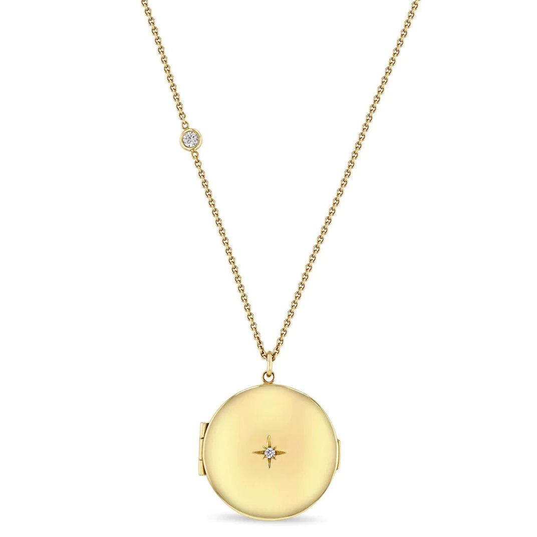 simple sapphire wedding band Large Round Diamond Locket Necklace with Floating Diamond