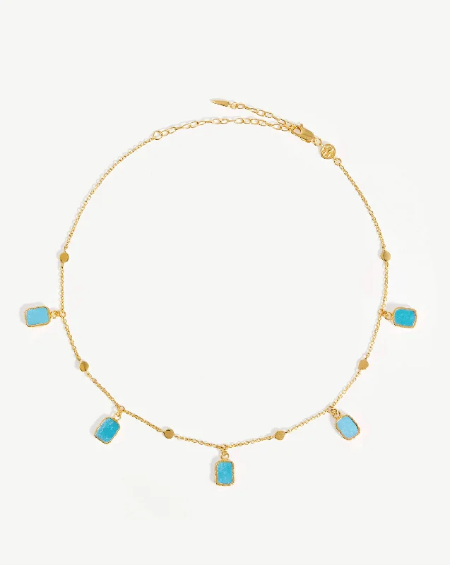 celestial zodiac sign necklace Lena Charm Choker | 18ct Gold Plated/Turquoise
