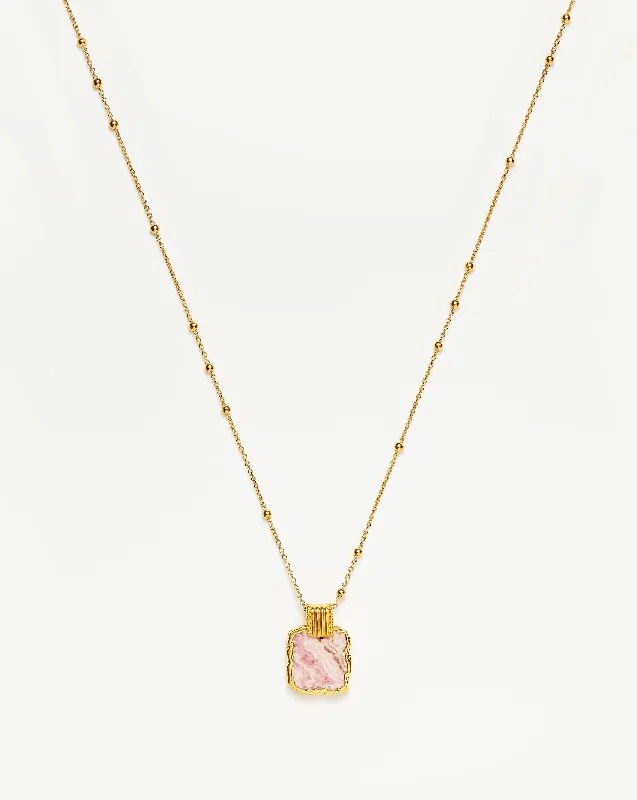 minimalist threader earrings gold Lena Charm Necklace | 18ct Gold Plated/Rhodochrosite