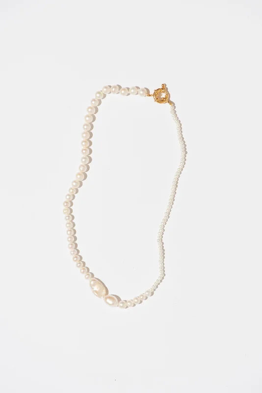 The Small Pearl Variation Gold Plated Necklace w. Pearls