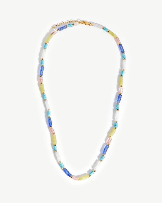 classic gemstone stud earrings Long Beaded Stack Necklace