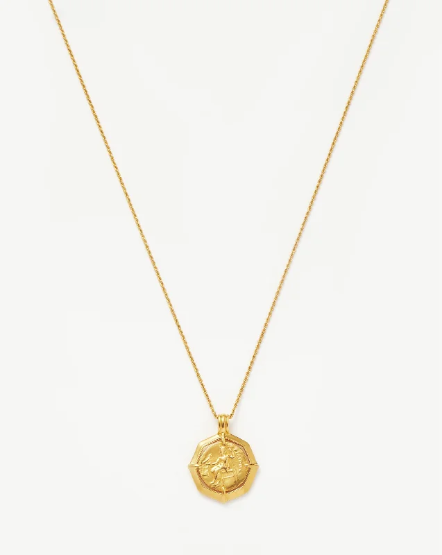 real ruby pendant necklace Lucy Williams Engravable Octagon Medallion Coin Necklace | 18ct Gold Plated