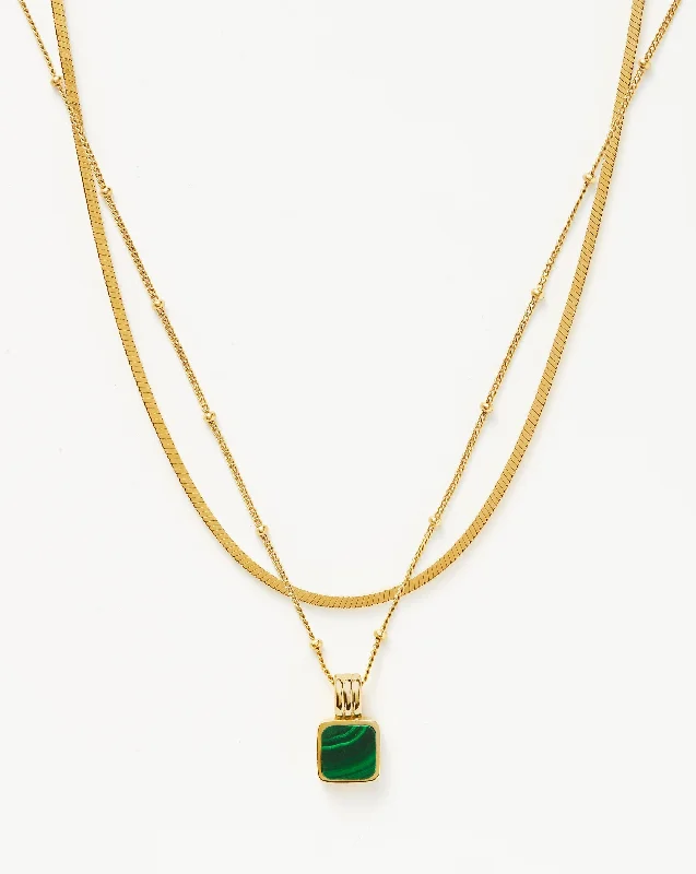 minimalist crystal quartz ring Iconic Lucy Williams Malachite Necklace Set | 18ct Gold Vermeil/Malachite
