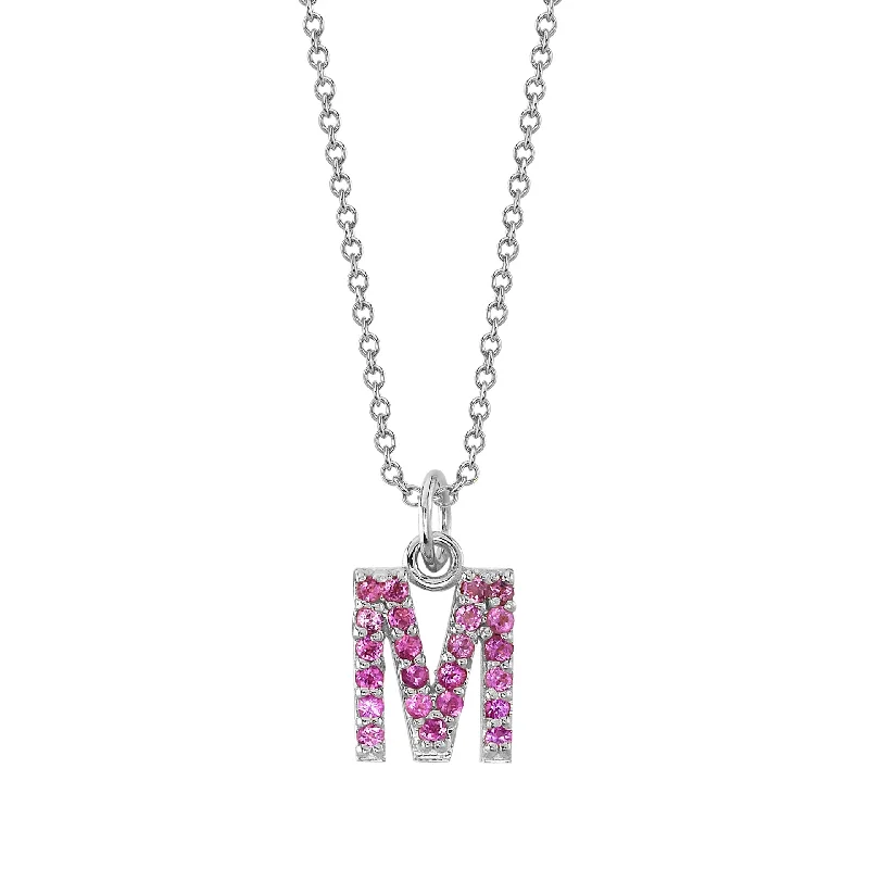 handcrafted gold stud earrings M Initial Birthstone Charm Necklace
