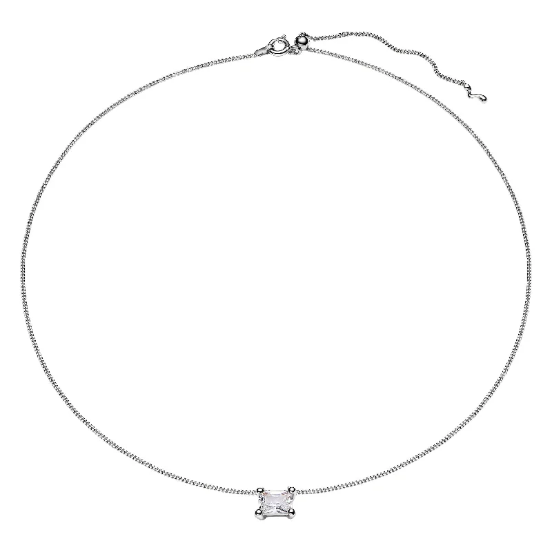 Roppongi Drop Silver Necklace w. Zirconia