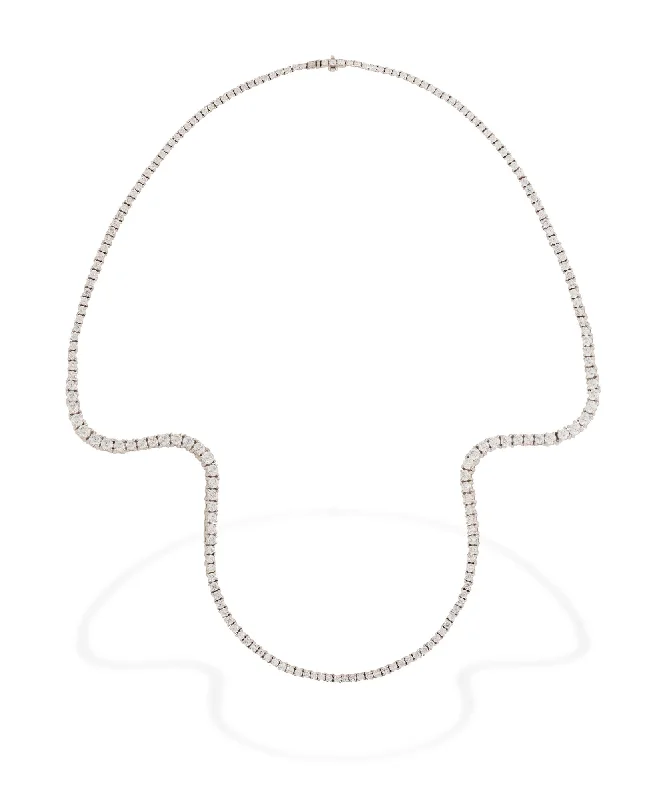 Aurora Pavé 18K Whitegold Necklace w. Diamonds