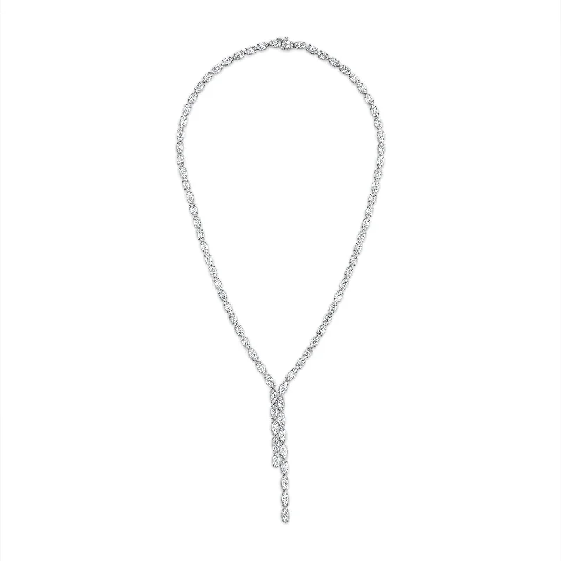 men’s leather and silver bracelet Marquise Diamond Lariat Necklace