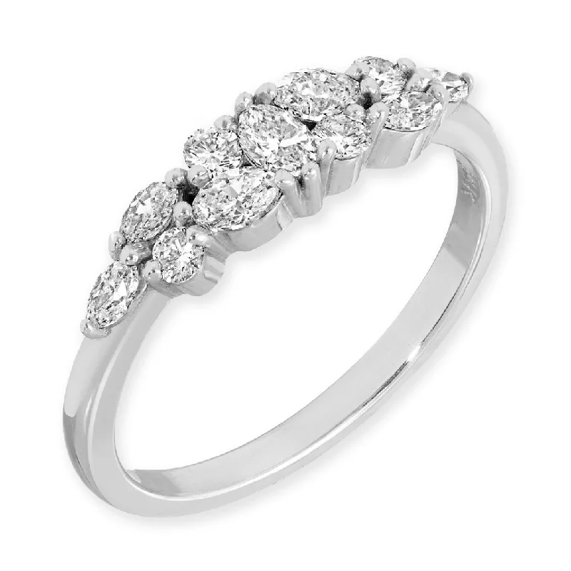 elegant pearl bridal set MARQUISE AND ROUND DIAMOND DIANA RING