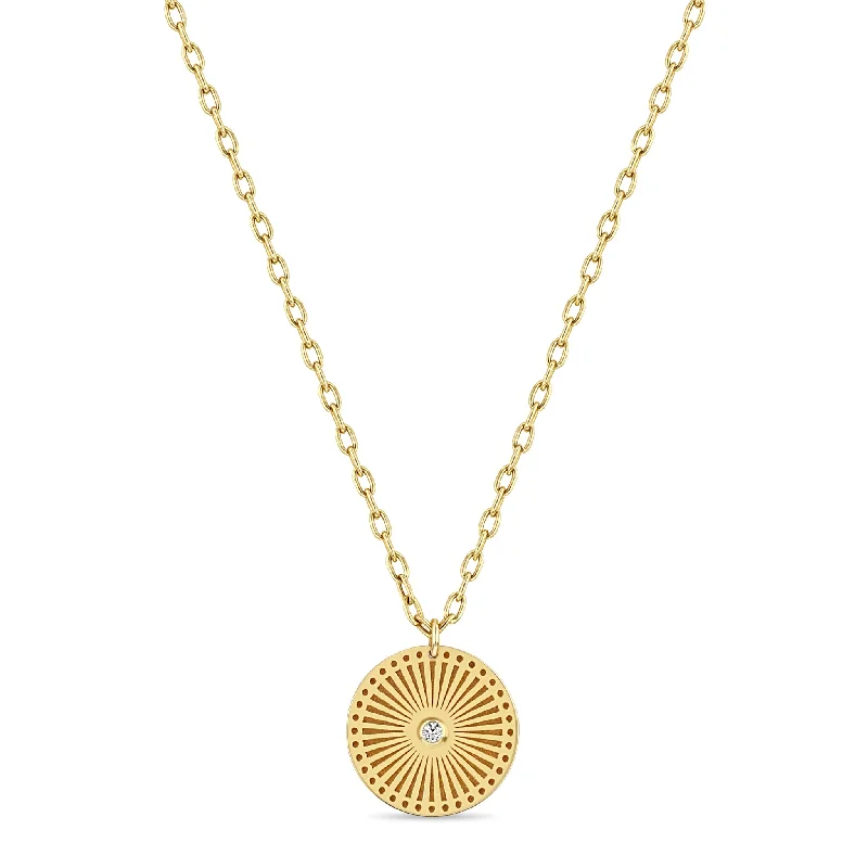 petite diamond promise ring Medium Sunbeam Medallion Necklace