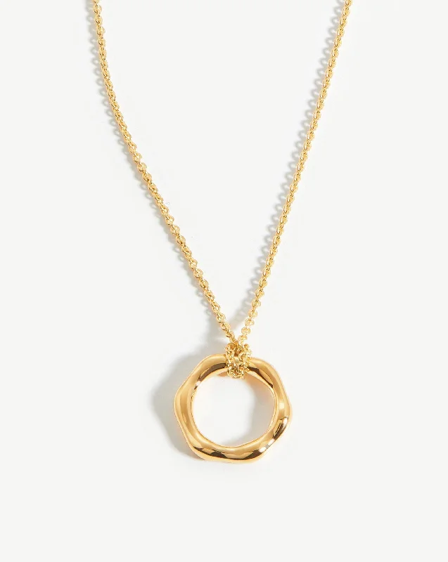 thin gold wedding band women Mini Molten Pendant Necklace