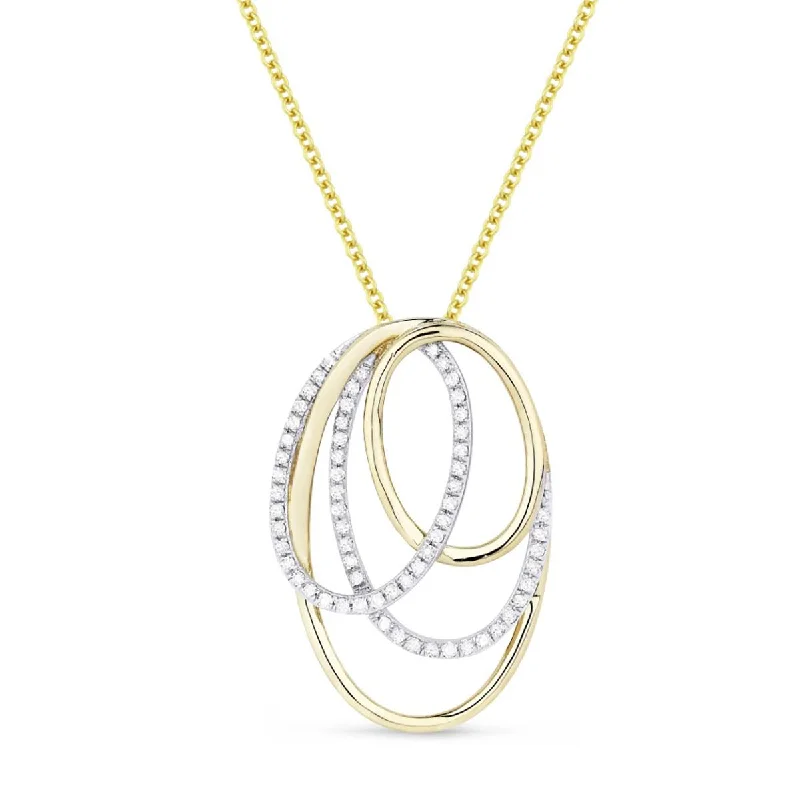 MODERN YELLOW GOLD AND DIAMOND PENDANT NECKLACE, .17 CT TW